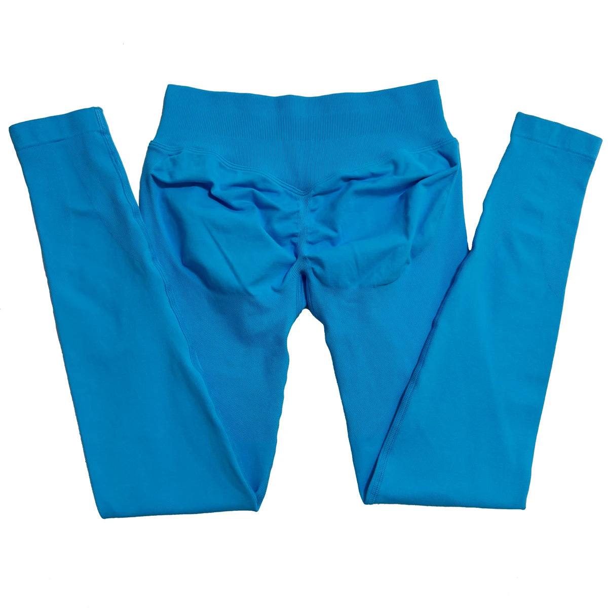 Legging de sport push-up sans logo, effet froncé, taille basse, sans coutures, idéal pour le yoga et le sport.