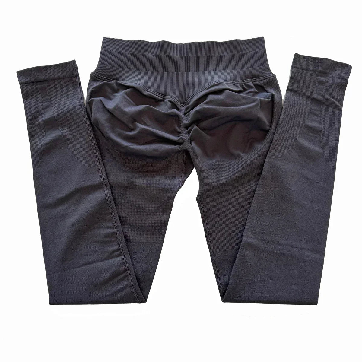 Legging de sport push-up sans logo, effet froncé, taille basse, sans coutures, idéal pour le yoga et le sport.