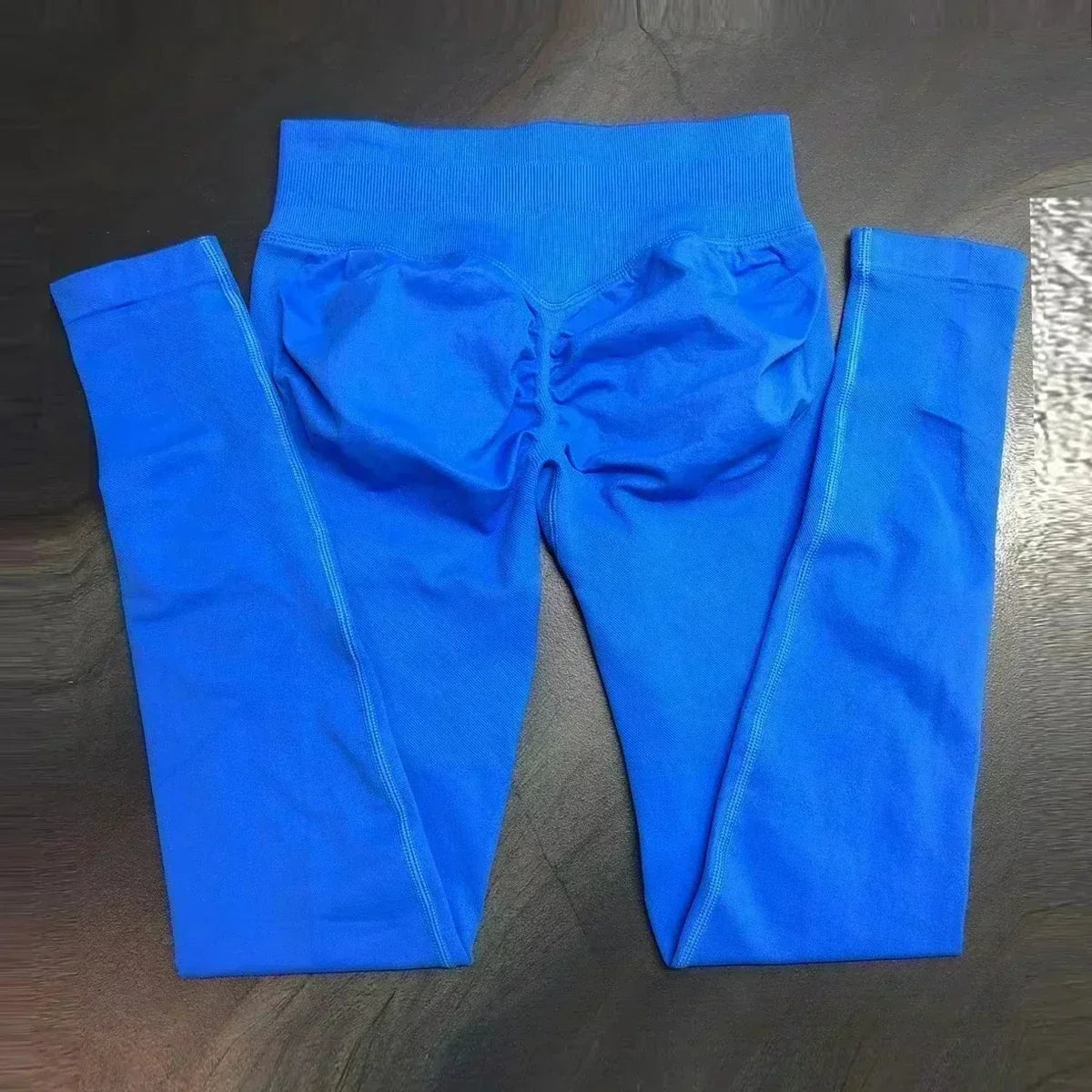 Legging de sport push-up sans logo, effet froncé, taille basse, sans coutures, idéal pour le yoga et le sport.