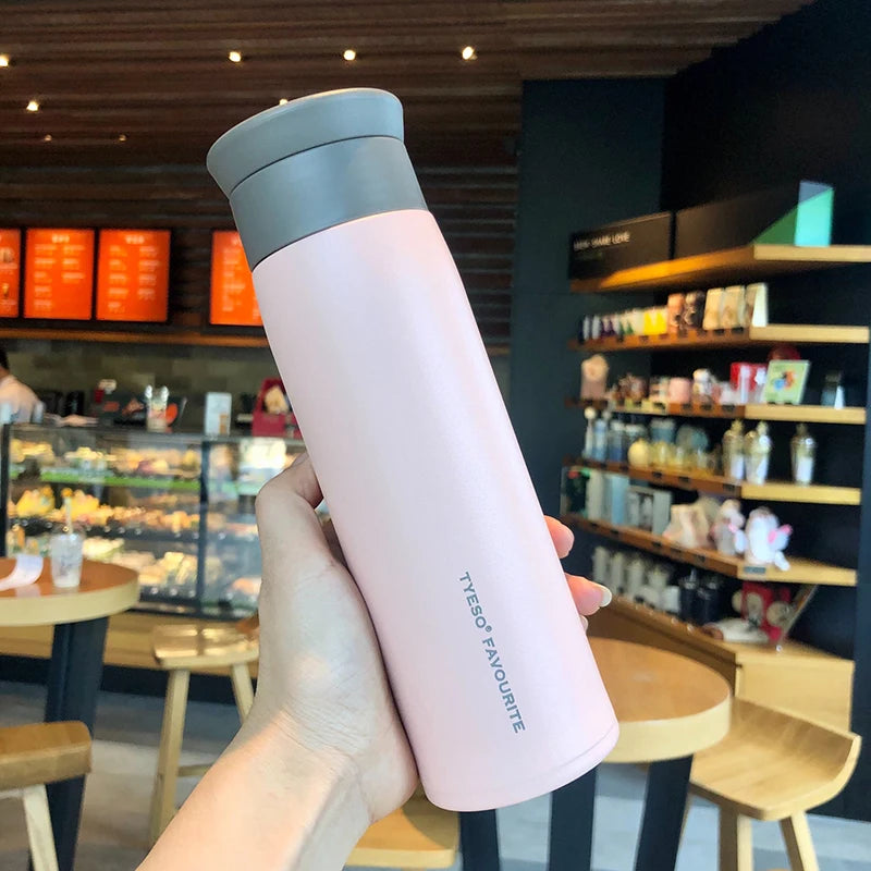 TYESO Simple Frosted Thermos, bouteille isotherme portable en acier inoxydable, 350/500 ml, idéale pour les voyages et la voiture.