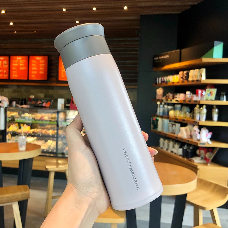 TYESO Simple Frosted Thermos, bouteille isotherme portable en acier inoxydable, 350/500 ml, idéale pour les voyages et la voiture.