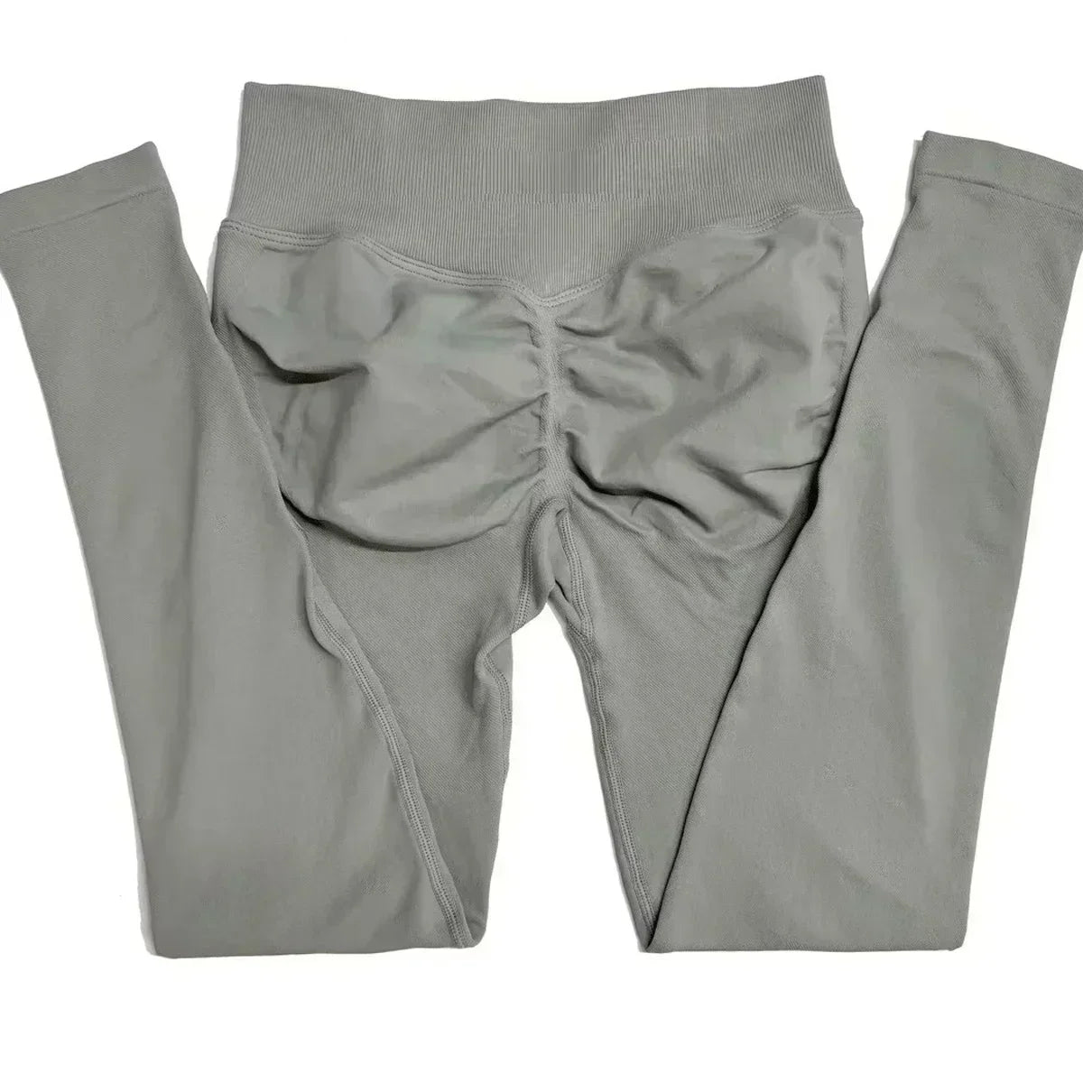 Legging de sport push-up sans logo, effet froncé, taille basse, sans coutures, idéal pour le yoga et le sport.