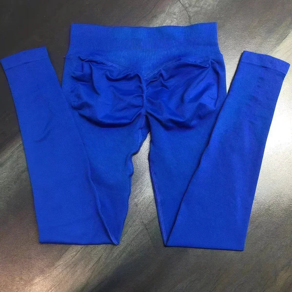 Legging de sport push-up sans logo, effet froncé, taille basse, sans coutures, idéal pour le yoga et le sport.