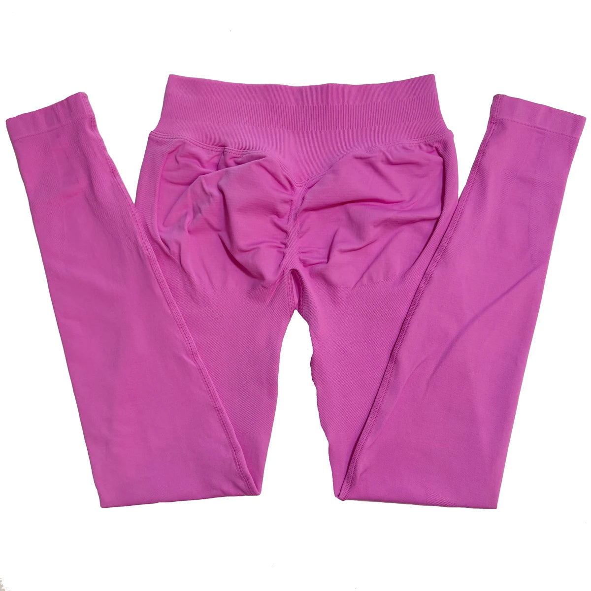 Legging de sport push-up sans logo, effet froncé, taille basse, sans coutures, idéal pour le yoga et le sport.