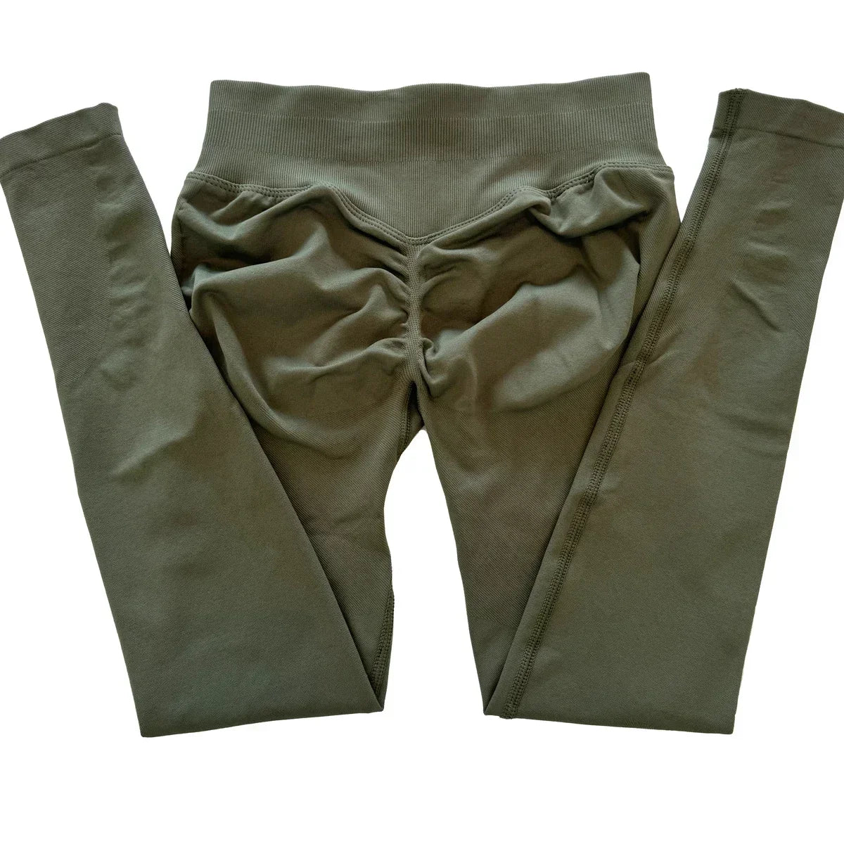 Legging de sport push-up sans logo, effet froncé, taille basse, sans coutures, idéal pour le yoga et le sport.