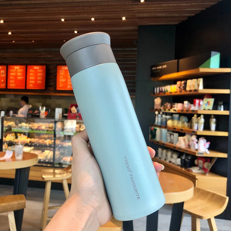 TYESO Simple Frosted Thermos, bouteille isotherme portable en acier inoxydable, 350/500 ml, idéale pour les voyages et la voiture.