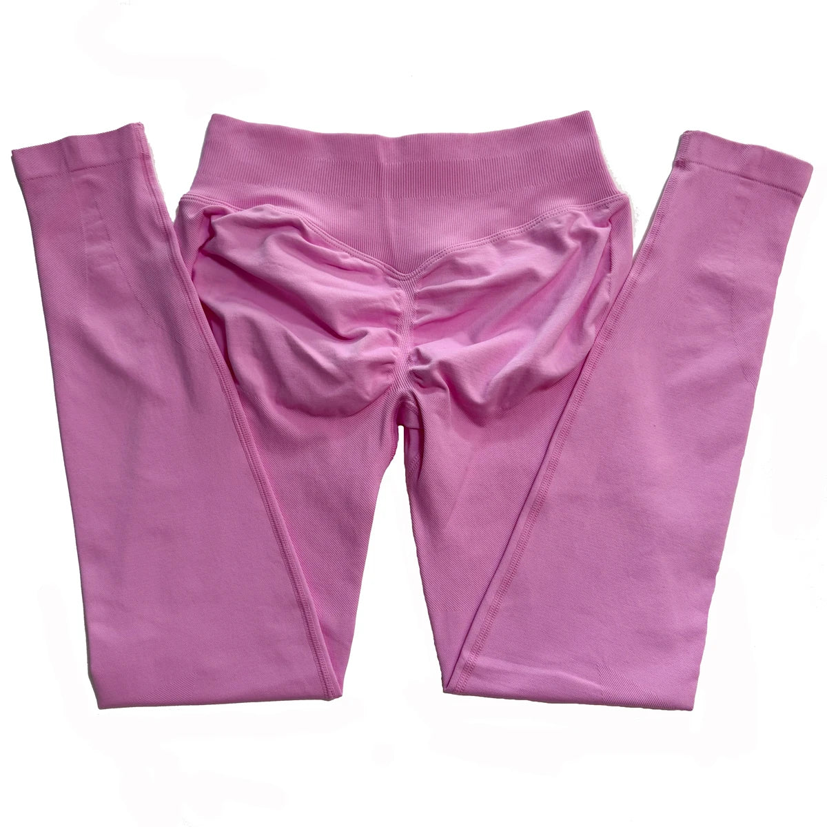 Legging de sport push-up sans logo, effet froncé, taille basse, sans coutures, idéal pour le yoga et le sport.