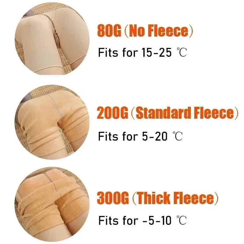 Collants thermiques épais pour femmes, chauds et sexy, en hiver, transparents et transparents, leggings taille haute élastiques et amincissants.