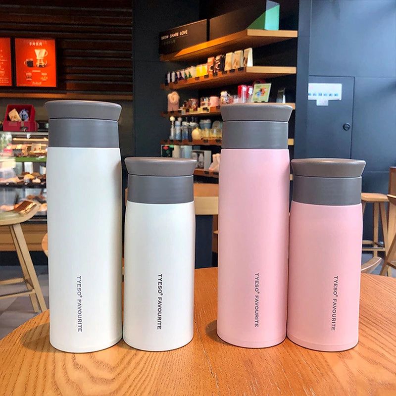 TYESO Simple Frosted Thermos, bouteille isotherme portable en acier inoxydable, 350/500 ml, idéale pour les voyages et la voiture.