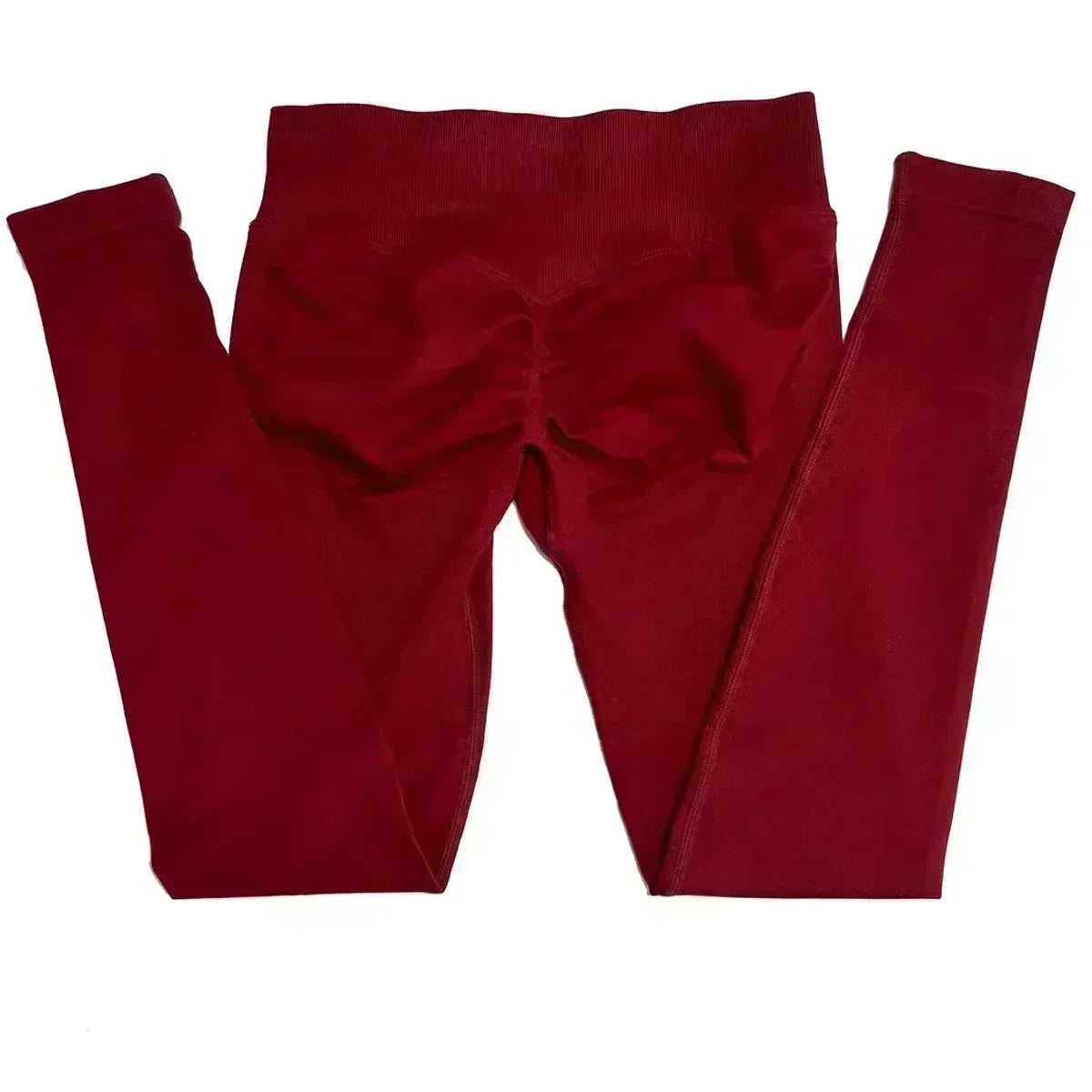 Legging de sport push-up sans logo, effet froncé, taille basse, sans coutures, idéal pour le yoga et le sport.