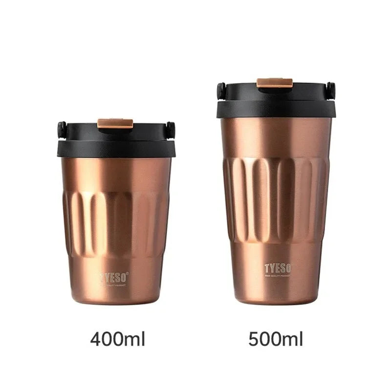 Gourdes isothermes TYESO 400 ml/500 ml en acier inoxydable, idéales pour les voyages et la voiture. Convient pour les boissons chaudes et froides.