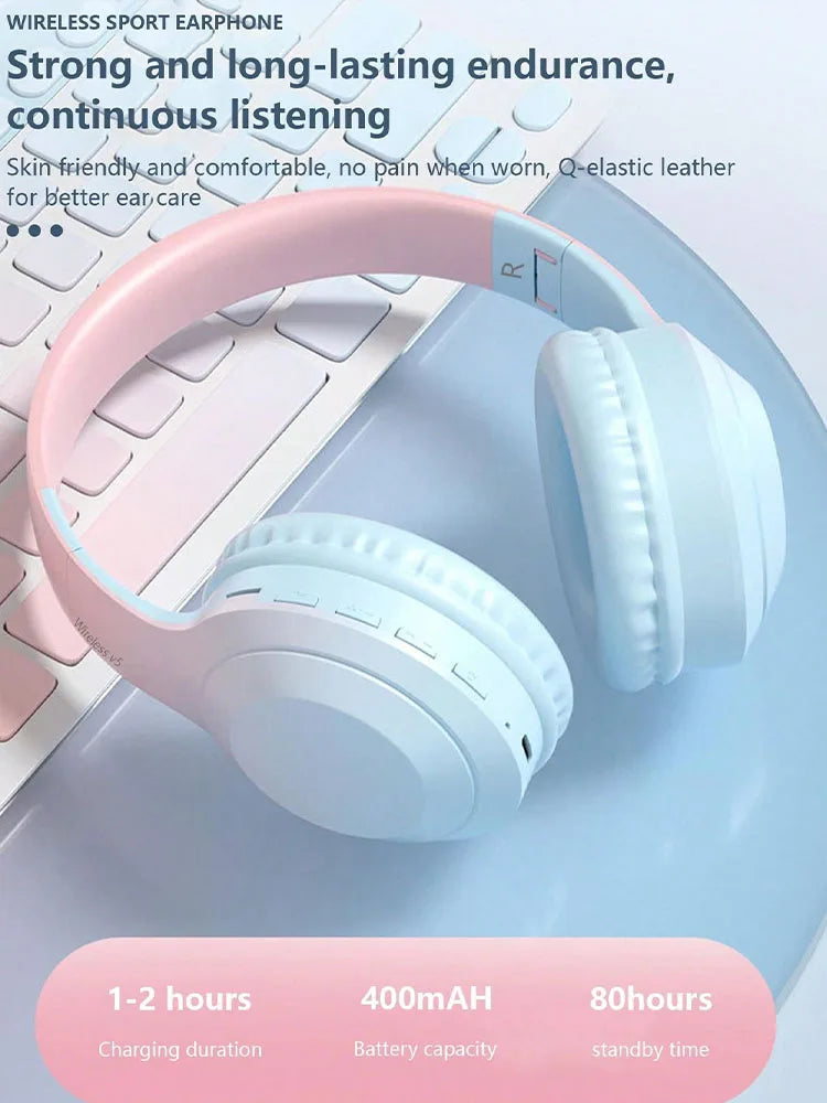 Casque sans fil, longue durée de vie, pliable, faible latence, réduction de bruit pour le jeu