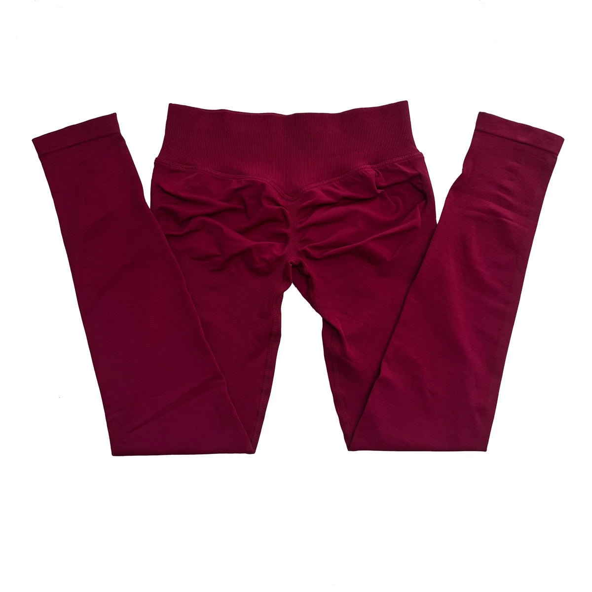 Legging de sport push-up sans logo, effet froncé, taille basse, sans coutures, idéal pour le yoga et le sport.