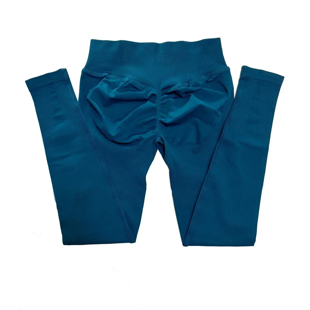 Legging de sport push-up sans logo, effet froncé, taille basse, sans coutures, idéal pour le yoga et le sport.