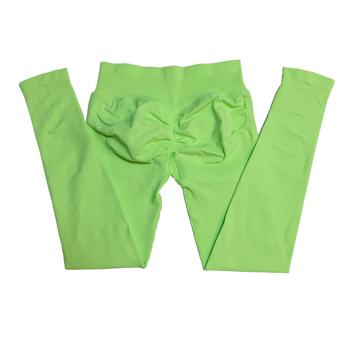 Legging de sport push-up sans logo, effet froncé, taille basse, sans coutures, idéal pour le yoga et le sport.