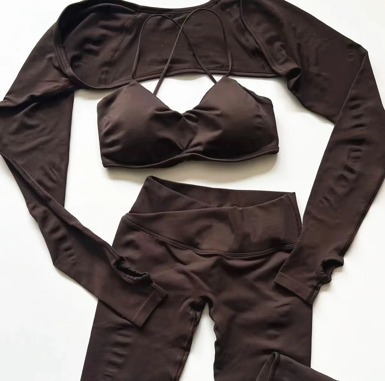 Ensemble de sport femme sans coutures 2/3 pièces : yoga, legging, soutien-gorge de fitness, haut à manches longues, vêtements d'entraînement XP126