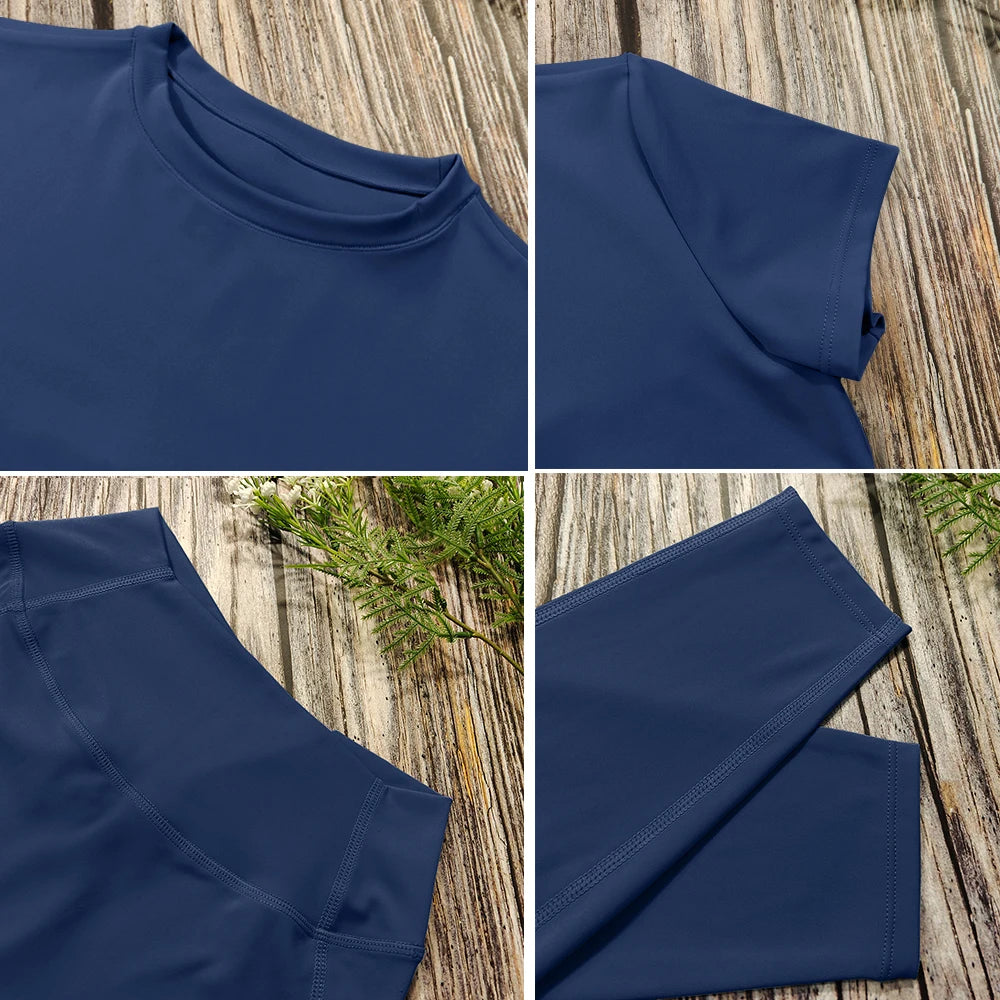 Ensemble de yoga 2 pièces pour femme, vêtements de sport et de fitness : haut court à manches courtes et legging taille haute.