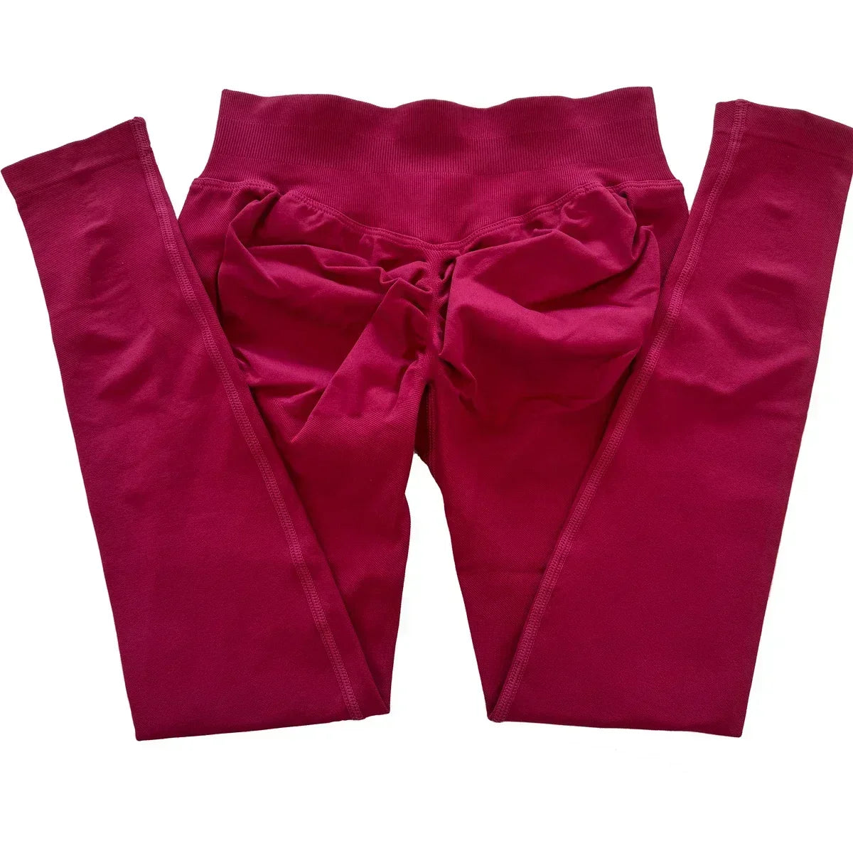 Legging de sport push-up sans logo, effet froncé, taille basse, sans coutures, idéal pour le yoga et le sport.