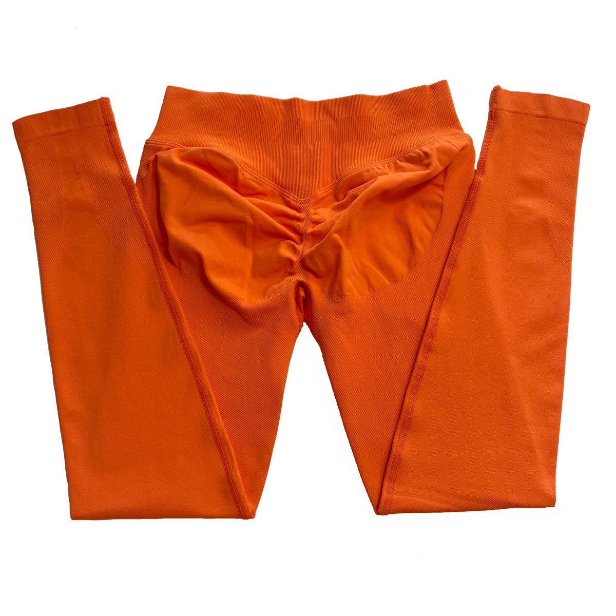 Legging de sport push-up sans logo, effet froncé, taille basse, sans coutures, idéal pour le yoga et le sport.