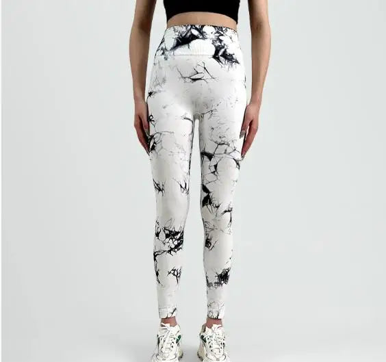 Leggings de yoga tie-dye, collants de sport pour femme, sans coutures, taille haute, effet push-up, leggings de fitness et de gym