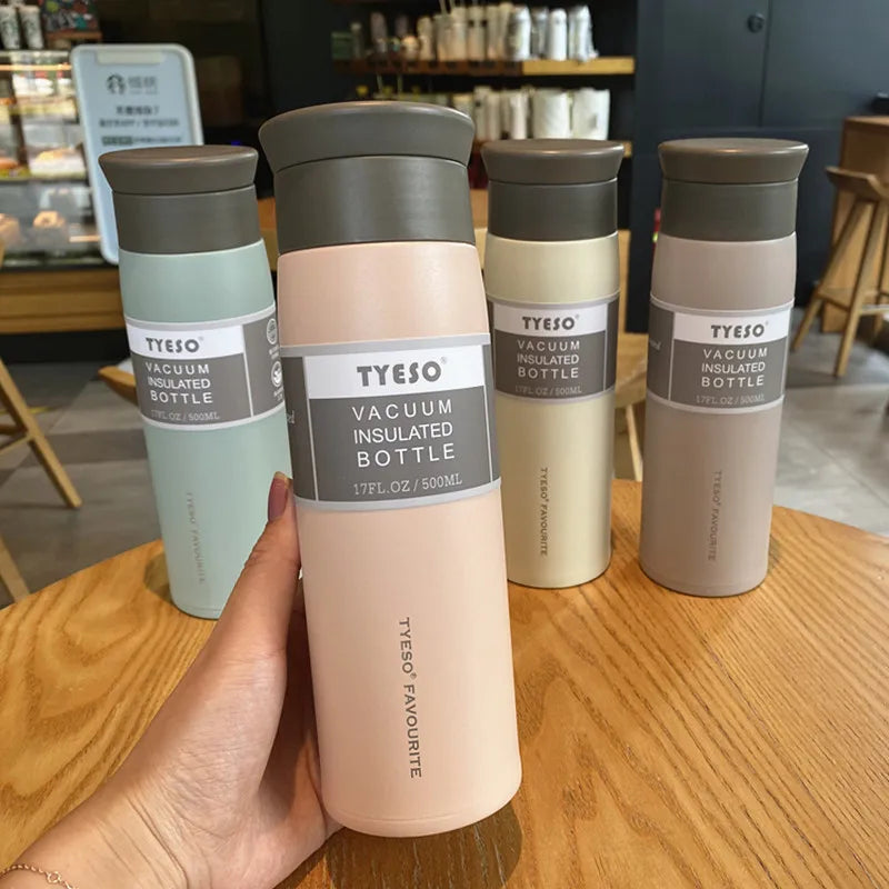 TYESO Simple Frosted Thermos, bouteille isotherme portable en acier inoxydable, 350/500 ml, idéale pour les voyages et la voiture.