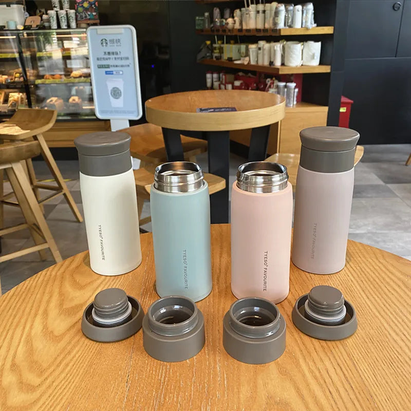 TYESO Simple Frosted Thermos, bouteille isotherme portable en acier inoxydable, 350/500 ml, idéale pour les voyages et la voiture.