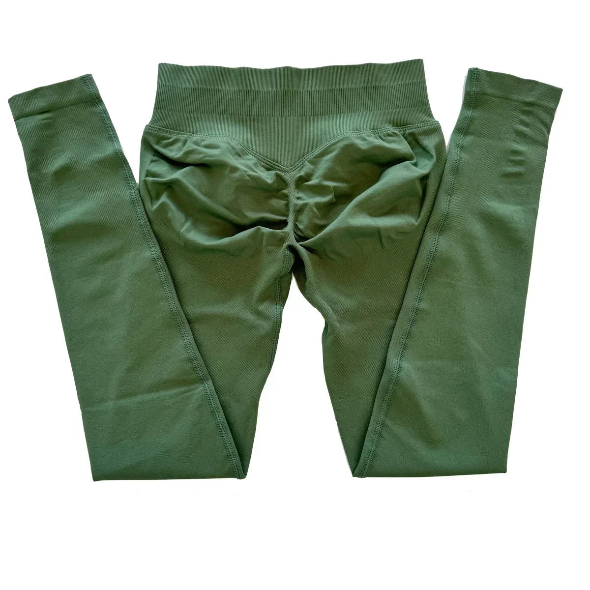 Legging de sport push-up sans logo, effet froncé, taille basse, sans coutures, idéal pour le yoga et le sport.