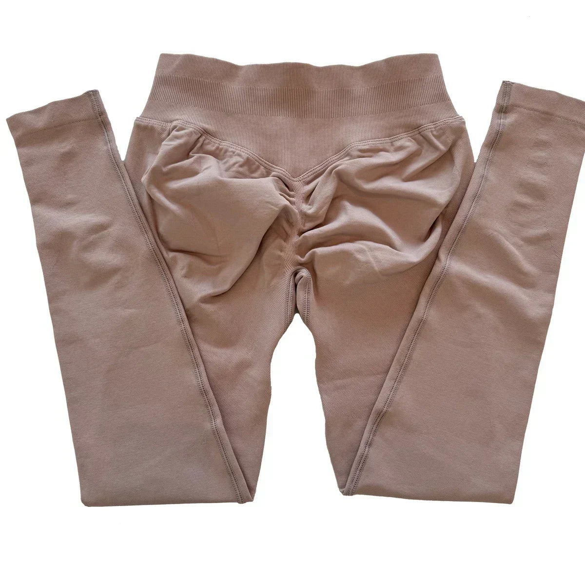 Legging de sport push-up sans logo, effet froncé, taille basse, sans coutures, idéal pour le yoga et le sport.