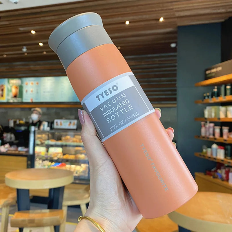 TYESO Simple Frosted Thermos, bouteille isotherme portable en acier inoxydable, 350/500 ml, idéale pour les voyages et la voiture.