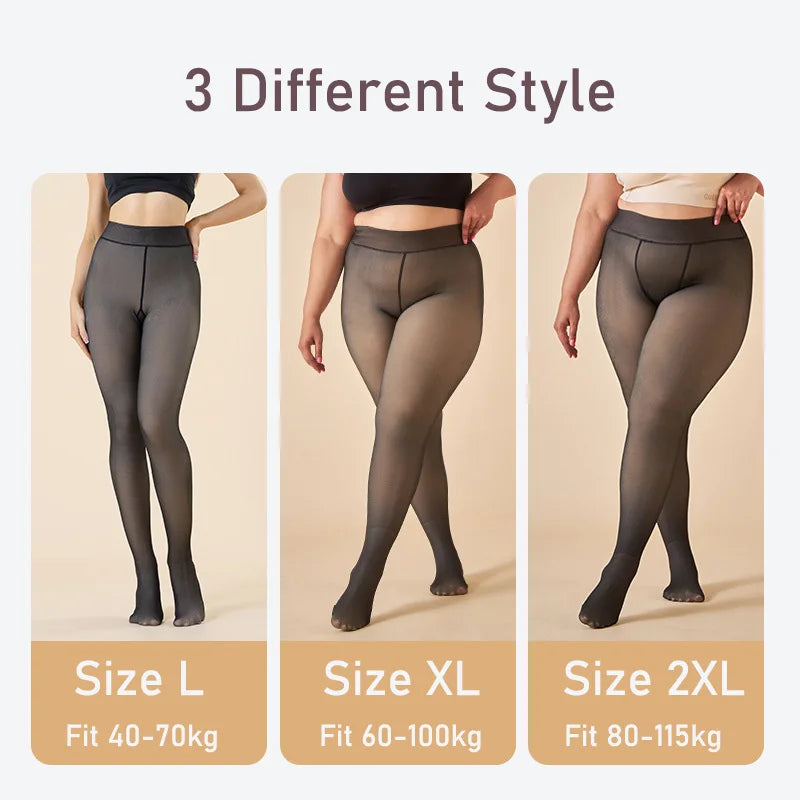 Collants thermiques épais pour femmes, chauds et sexy, en hiver, transparents et transparents, leggings taille haute élastiques et amincissants.