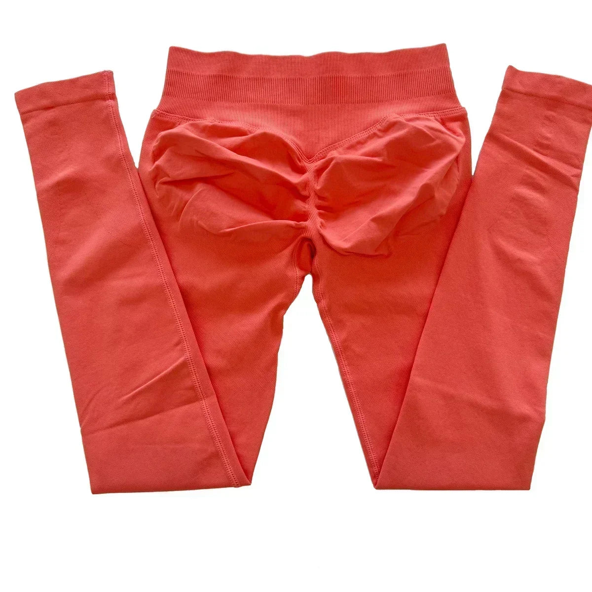 Legging de sport push-up sans logo, effet froncé, taille basse, sans coutures, idéal pour le yoga et le sport.