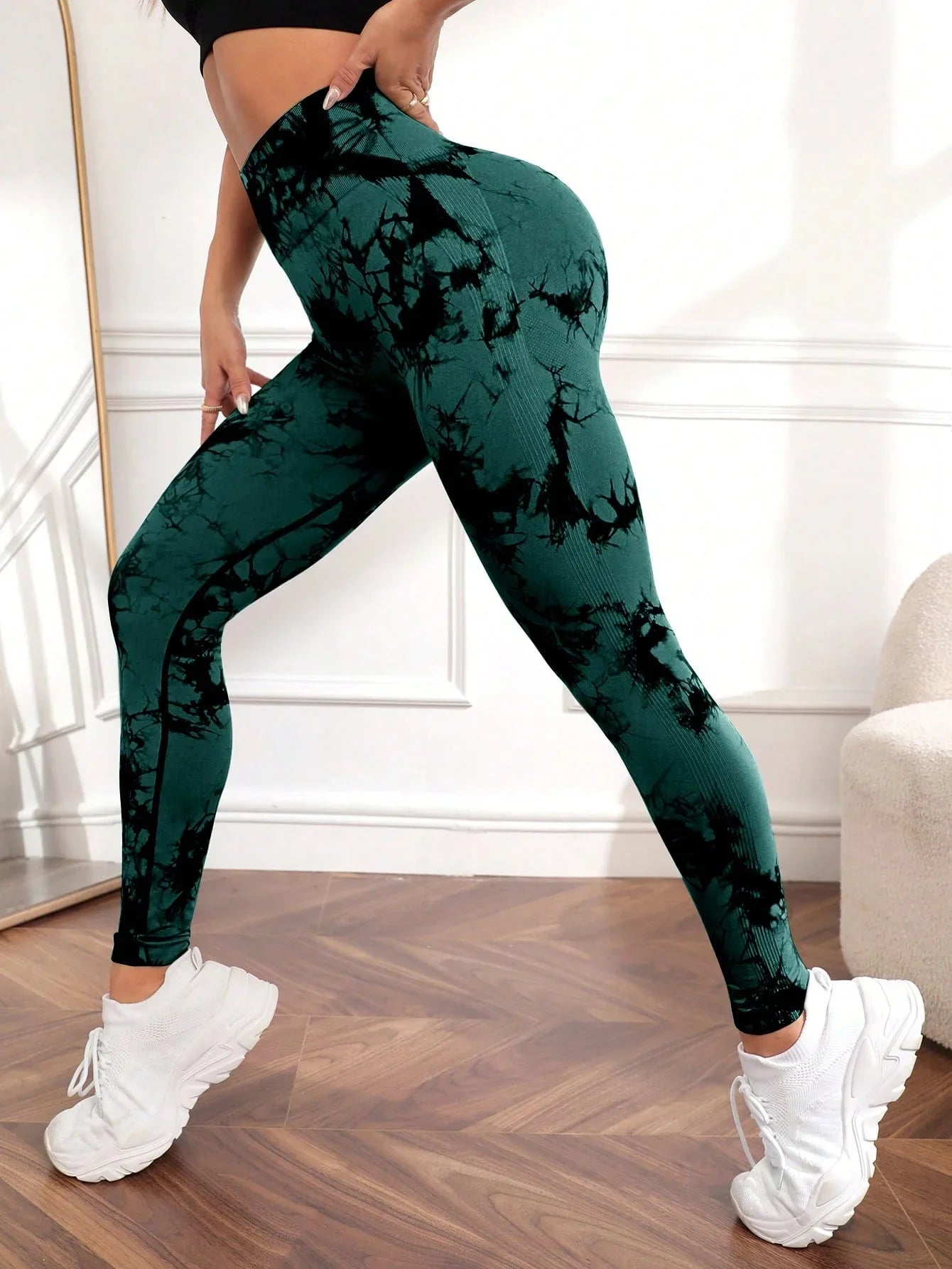 Leggings de yoga tie-dye, collants de sport pour femme, sans coutures, taille haute, effet push-up, leggings de fitness et de gym