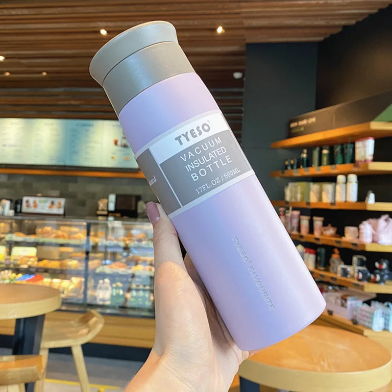 TYESO Simple Frosted Thermos, bouteille isotherme portable en acier inoxydable, 350/500 ml, idéale pour les voyages et la voiture.