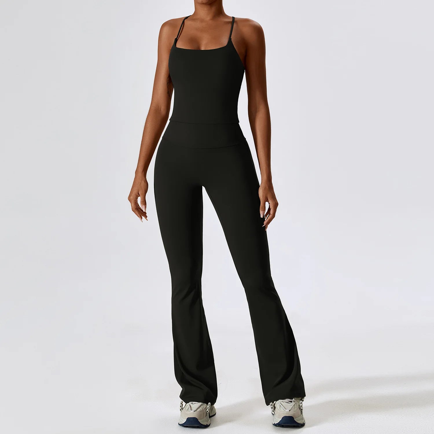 Ensemble de yoga 2 pièces sans coutures pour femme : vêtements de sport de fitness, legging, soutien-gorge de sport, crop top, haut à manches longues.