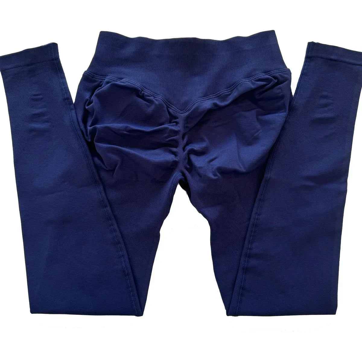 Legging de sport push-up sans logo, effet froncé, taille basse, sans coutures, idéal pour le yoga et le sport.