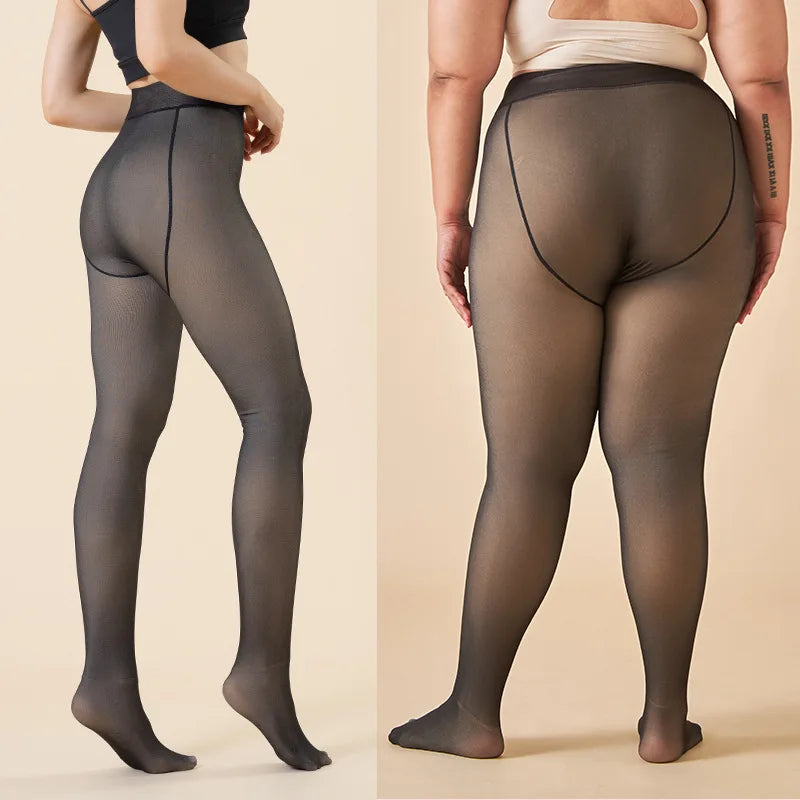 Collants thermiques épais pour femmes, chauds et sexy, en hiver, transparents et transparents, leggings taille haute élastiques et amincissants.
