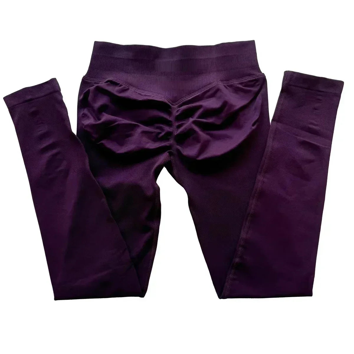 Legging de sport push-up sans logo, effet froncé, taille basse, sans coutures, idéal pour le yoga et le sport.