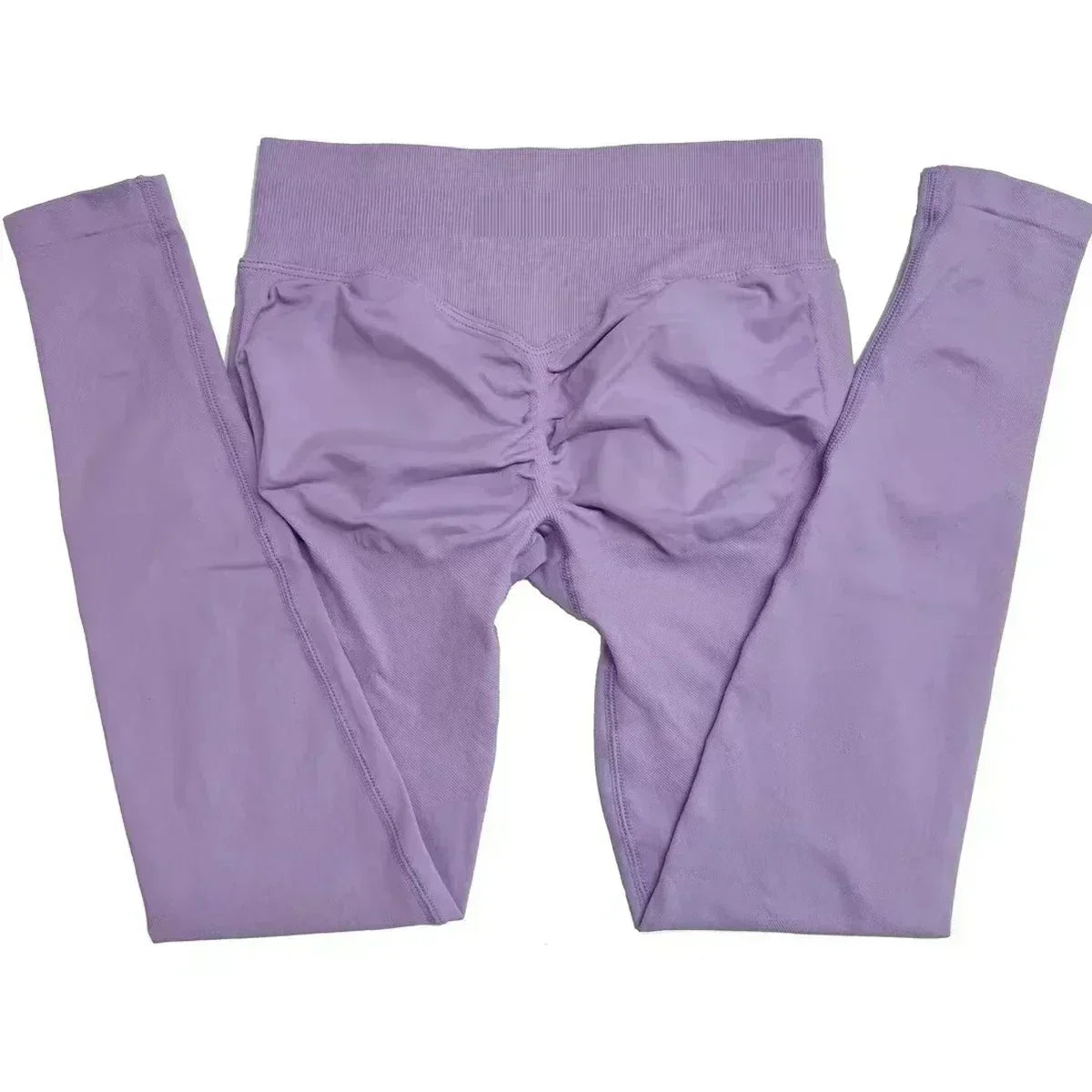 Legging de sport push-up sans logo, effet froncé, taille basse, sans coutures, idéal pour le yoga et le sport.