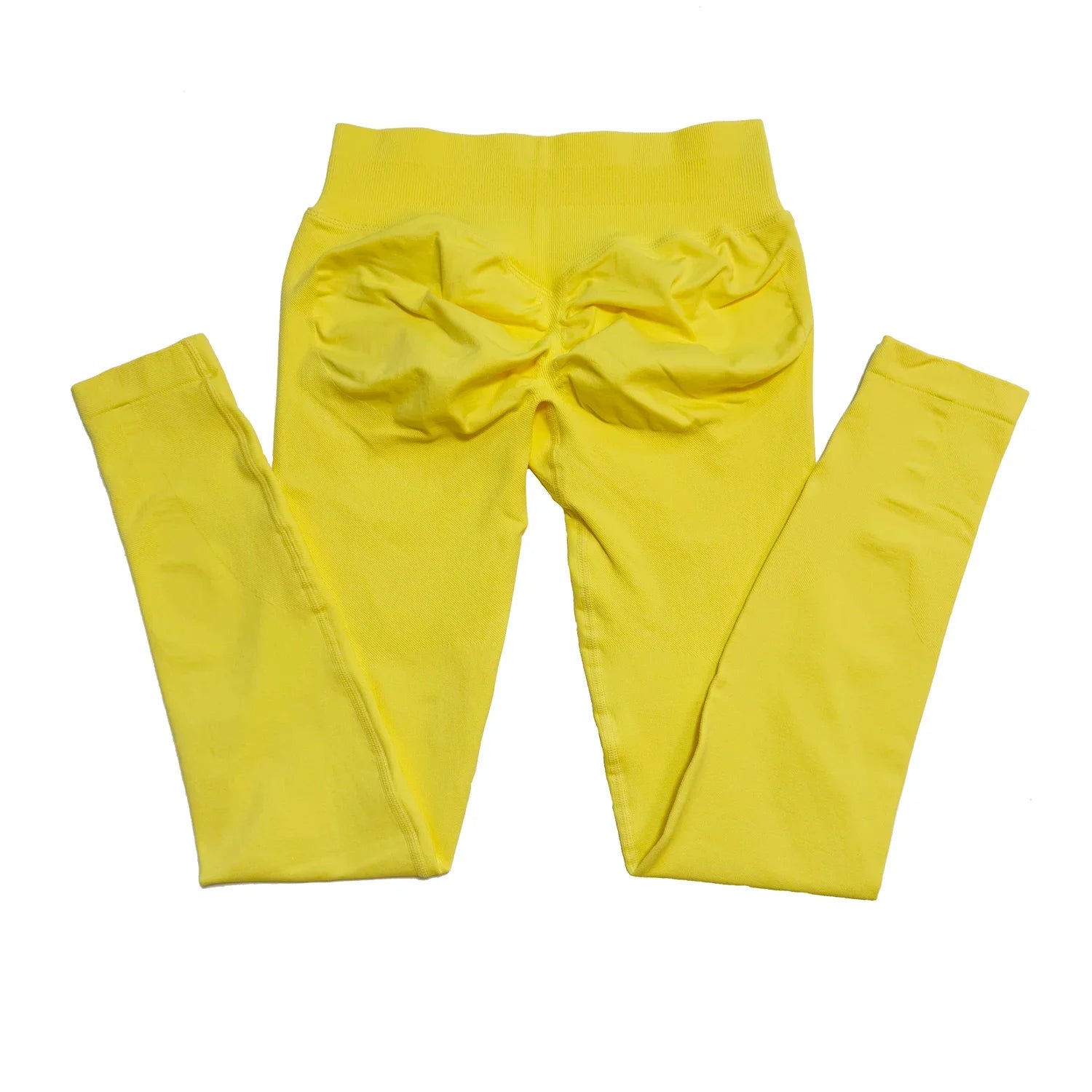 Legging de sport push-up sans logo, effet froncé, taille basse, sans coutures, idéal pour le yoga et le sport.