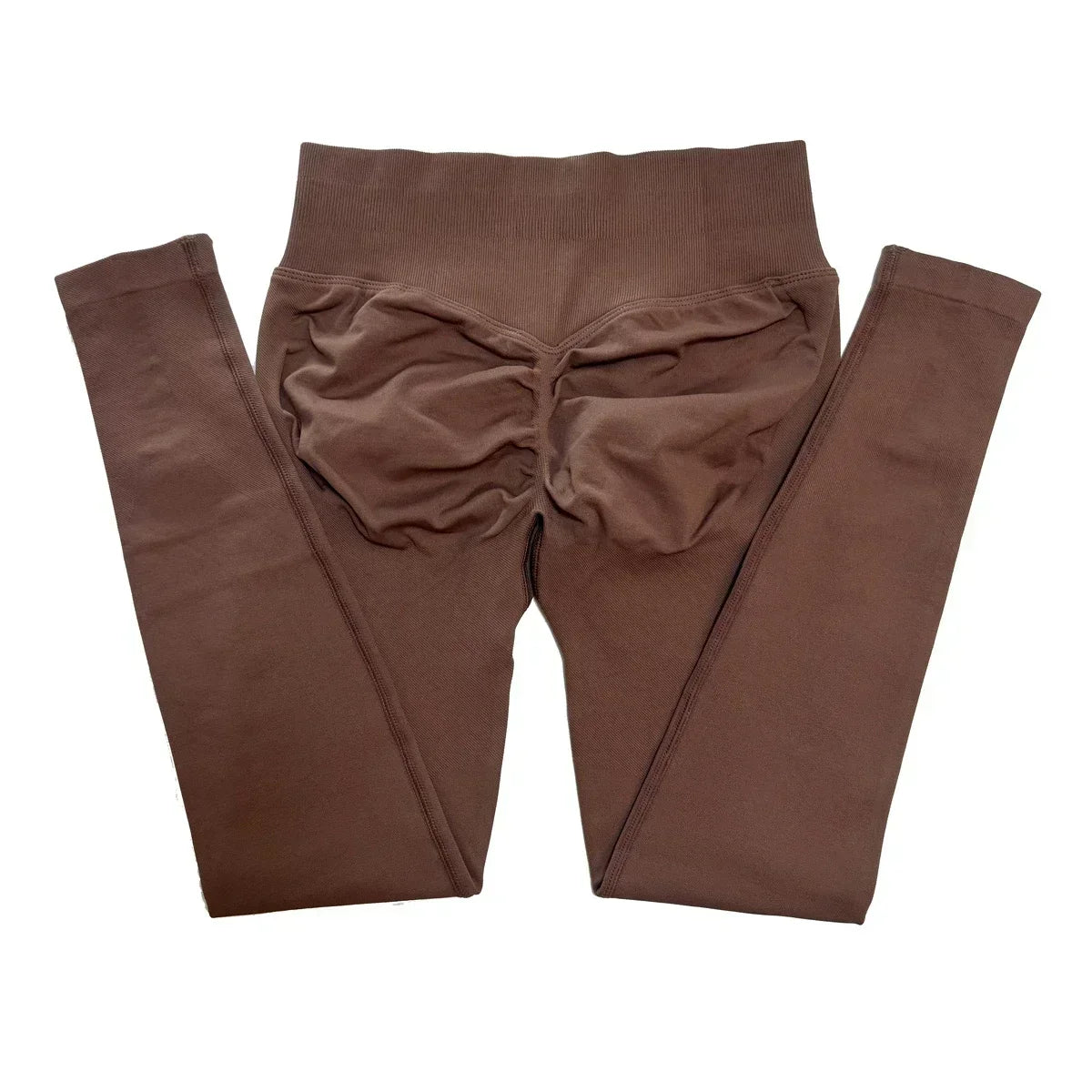 Legging de sport push-up sans logo, effet froncé, taille basse, sans coutures, idéal pour le yoga et le sport.