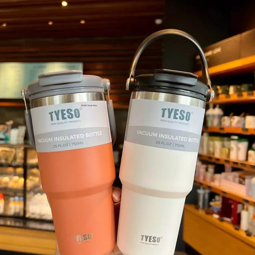 Tasse à café isotherme double paroi Tyeso en acier inoxydable pour boissons chaudes et froides, gobelet isotherme, bouteille d'eau thermos, mug de voyage pour voiture, thermos