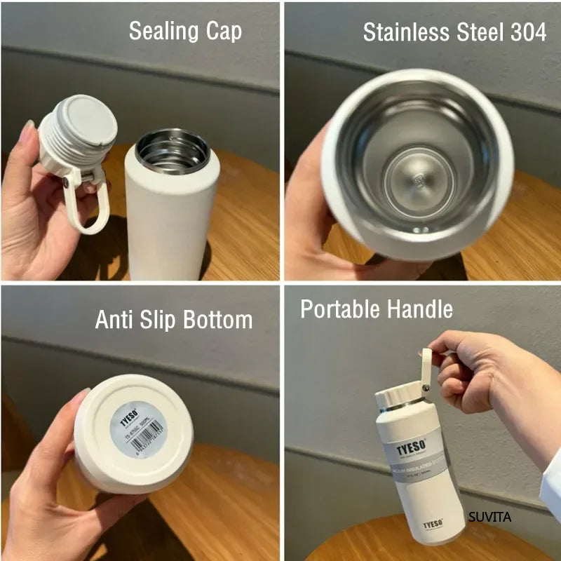 Gourde isotherme Tyeso grande capacité avec poignée, facile à ouvrir, idéale pour le sport, les voyages et l'hydratation. Convient aux hommes et aux femmes.