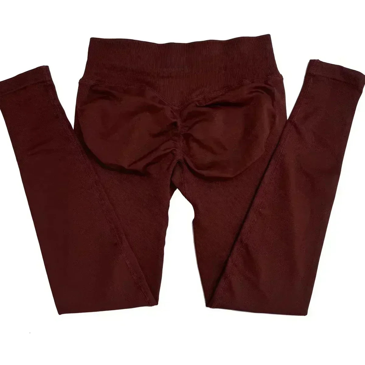 Legging de sport push-up sans logo, effet froncé, taille basse, sans coutures, idéal pour le yoga et le sport.