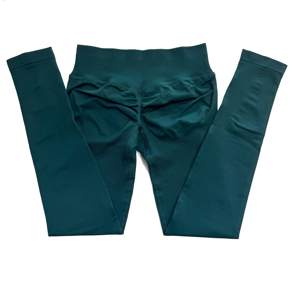 Legging de sport push-up sans logo, effet froncé, taille basse, sans coutures, idéal pour le yoga et le sport.