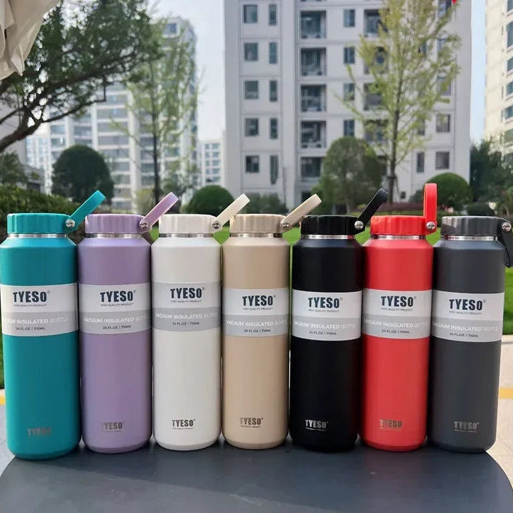 Gourde isotherme Tyeso grande capacité avec poignée, facile à ouvrir, idéale pour le sport, les voyages et l'hydratation. Convient aux hommes et aux femmes.