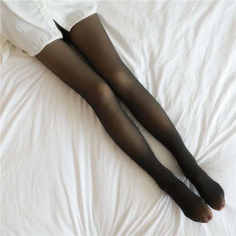 Collants thermiques épais pour femmes, chauds et sexy, en hiver, transparents et transparents, leggings taille haute élastiques et amincissants.