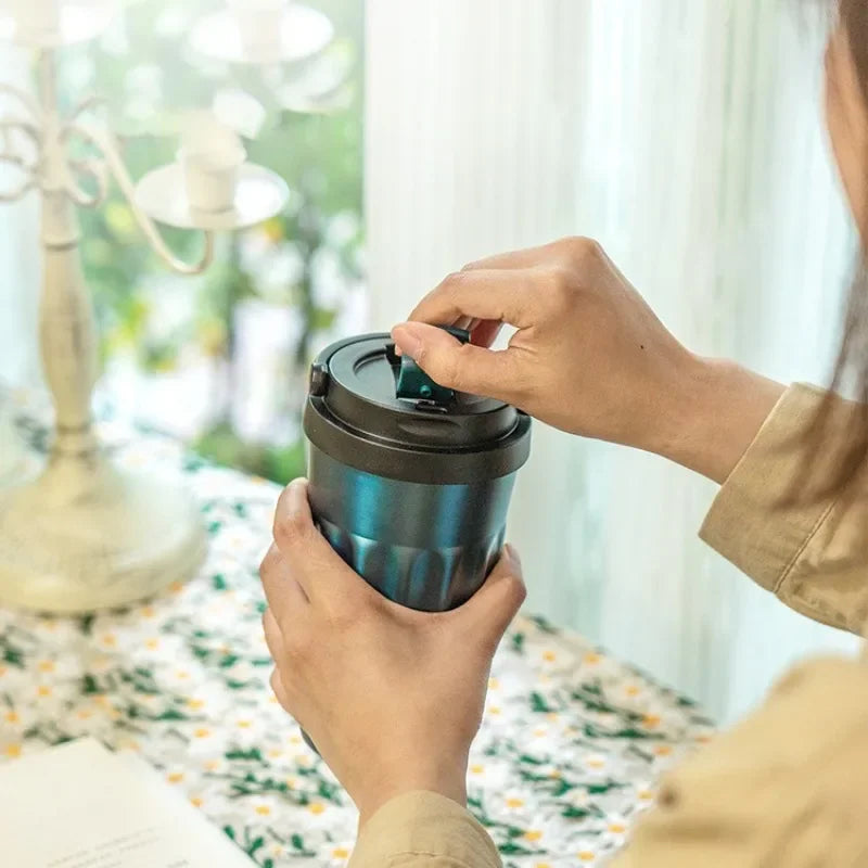 Gourdes isothermes TYESO 400 ml/500 ml en acier inoxydable, idéales pour les voyages et la voiture. Convient pour les boissons chaudes et froides.